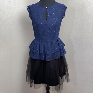 Kate Young‎ for Target Dress Women's 2 Navy & Black Stars Cocktail Party Holiday